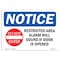 Signmission OSHA Notice Sign, 5" Height, 7" Width, Restricted Area Alarm Will Sound Sign With Symbol, Landscape OS-NS-D-57-L-18073 - alternate 1